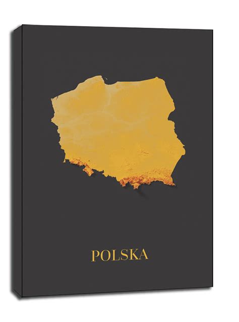 Polska Mapa Z Ota Obraz Na P Tnie X Cm Aaaloe Inna Marka