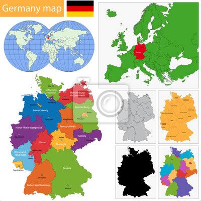 Kolorowa mapa francji z głównych miast i regionów Fototapeta