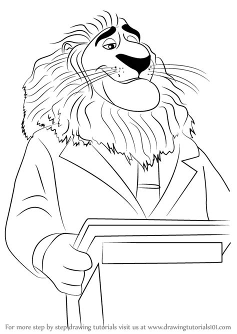 Learn How To Draw Mayor Lionheart From Zootopia Zootopia Step By Step