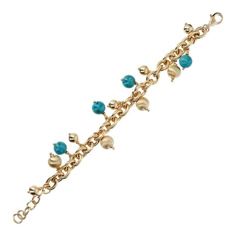 ETRUSCA Bracciale Charm Con Turchesi E Sfere Satin Silk Abruzzo A