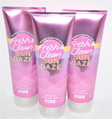 3 Victorias Secret Pink Fresh And Clean Sun Daze Scented Body Lotion 8