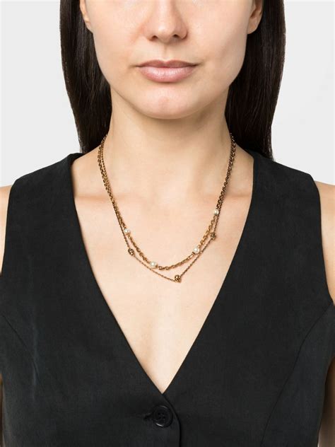 Alexander Mcqueen Pearl Like Skull Chain Necklace Alexander Mcqueen