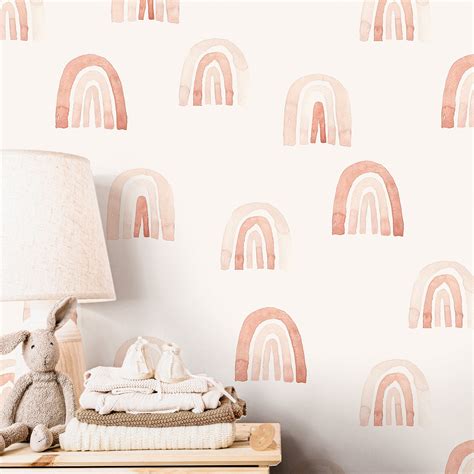 Pink Rainbow Wallpaper | Girls Nursery Wallpaper | Kids Wallpaper