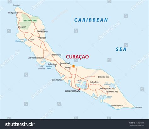 Curacao Road Map Stock Vector (Royalty Free) 153564944 | Shutterstock