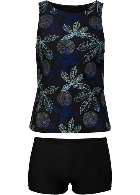 Modischer Tankini Mit Aufwendigem Druck Schwarz Floral Damen