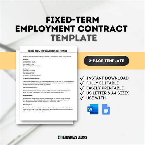 Fixed Term Employment Contract Template Employment Agreement Template