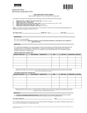 Fillable Online Retirement Plans Beneficiary Designation Form Fax Email