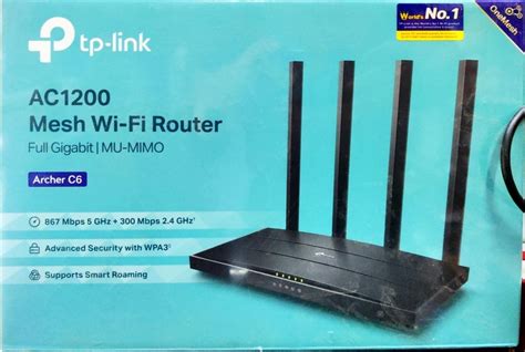 Black Tp Link Archer C6 Ac1200 Wireless Mu Mimo Gigabit Router 1200