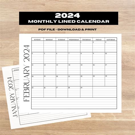 Printable Calendar Calendar Printable Lined Monthly