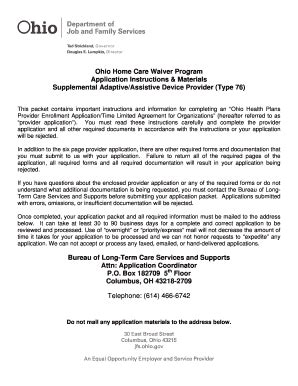 Fillable Online Ohiohcp Ohio Home Care Waiver Program Application