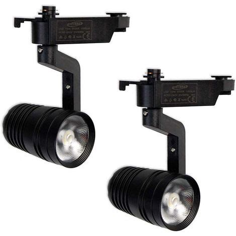 Kit 2 Faretti Led Cob 10 Watt Scocca Nera Con Binario Da Soffitto