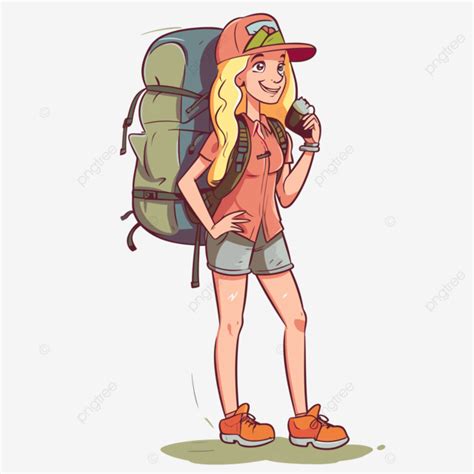 Backpacking Clipart Vector Illustration Of A Girl Hiking With Backpack