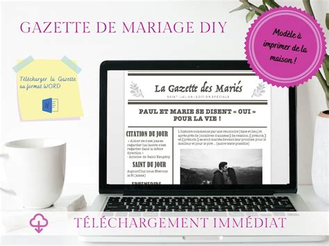 Modèle Gazette des Mariés DIY à télécharger et modifier format WORD 4