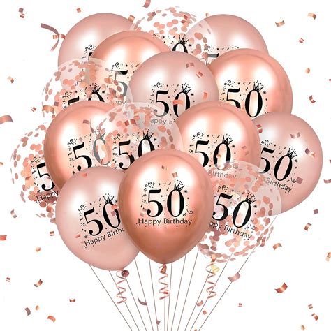 50th Birthday Balloons 18 Pcs Rose Gold Happy 50th Birthday