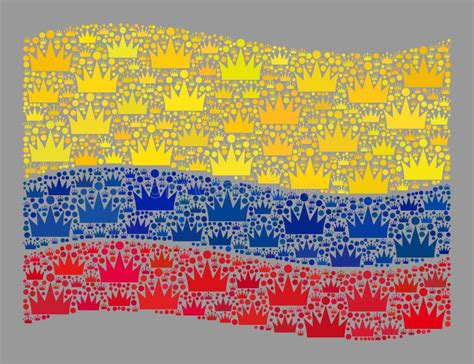 Mosaico De La Bandera Colombia Ondeando La Realeza Con Elementos