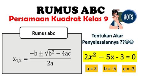 rumus abc persamaan kuadrat kelas  persamaan kuadrat kelas  youtube
