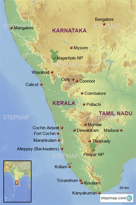 Kerala Karnataka Tamilnadu Map Karnataka And Kerala Border Map Pin