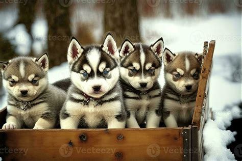 puppy husky sled dog illustration generative ai 23913702 Stock Photo at Vecteezy