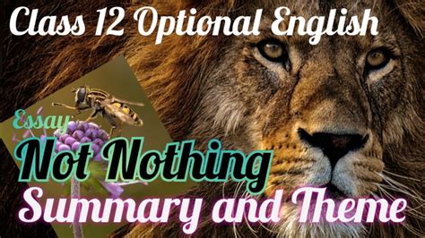 Summary Of Not Nothing Class 12 Optional English Your All Notes