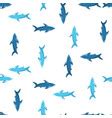 Seamless Pattern With Flock Of Cute Cartoon Sharks