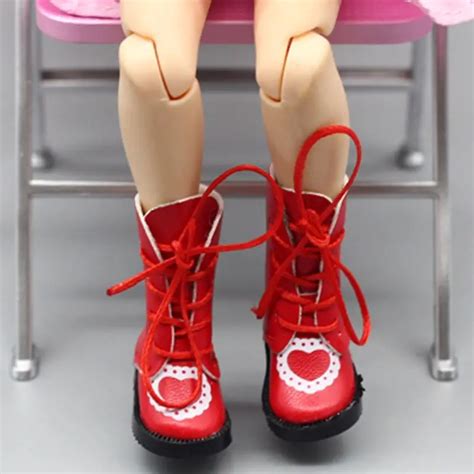 Handmade Exquisite Heart Pu Leather Doll Boots For Blythe Doll Shoes 16 Doll In Dolls