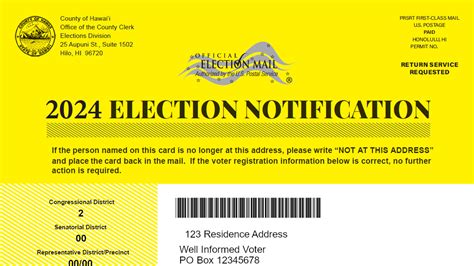 Hawaiʻi Voter Notification Card Arriving In Mail