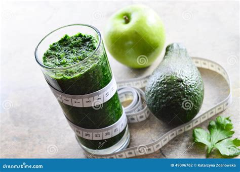 Healthy Smoothie Avocado Parsley Apple Spinach Stock Photo Image