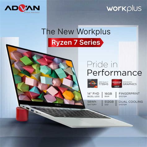 Jual ADVAN Laptop Workplus AMD Ryzen 7 7735H 14 FHD IPS 16Gb 512Gb