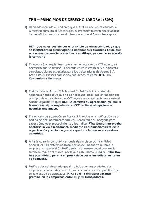 Tp Pcipios De Derecho Laboral Junio Tp Principios De