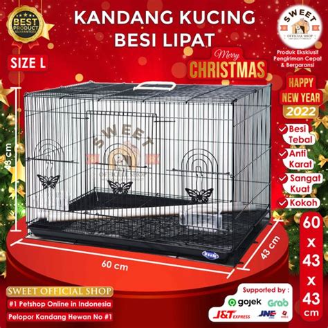 Jual KANDANG BESI LIPAT SIZE L 60X50X42 KUCING KELINCI ANJING SUGAR