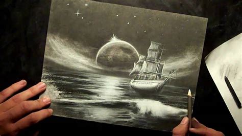 Charcoal Ghost Ship Speed Drawing - YouTube