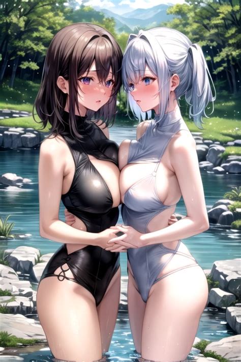 Lake Harem Girls Hugging AI Porn