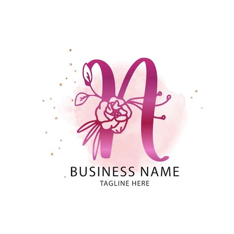 N Inicial Floral Logo Design Beleza Neg Cio Logo De Aquarela Logo De