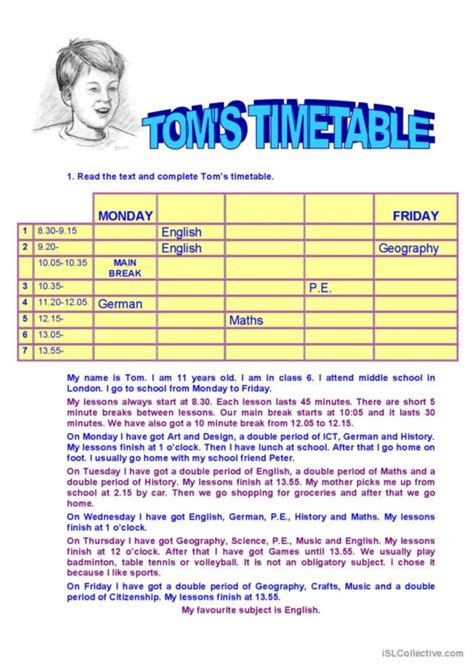 67 Timetable English Esl Worksheets Pdf And Doc