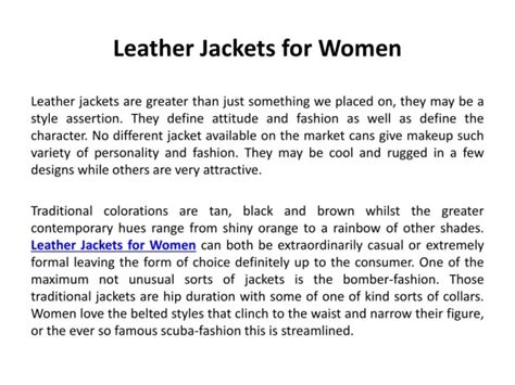 Ppt Why Women Should Have Leather Jackets In Their Wardrobe Powerpoint Presentation Id 11500650