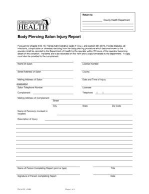 Fillable Online Injury Report Form Seminole County Health Department