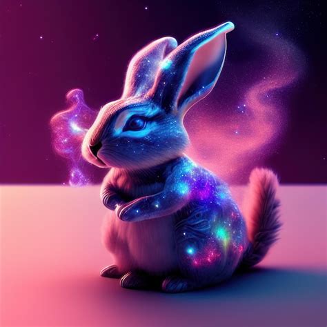 Premium Photo A Fantasy Rabbit With A Purple Background