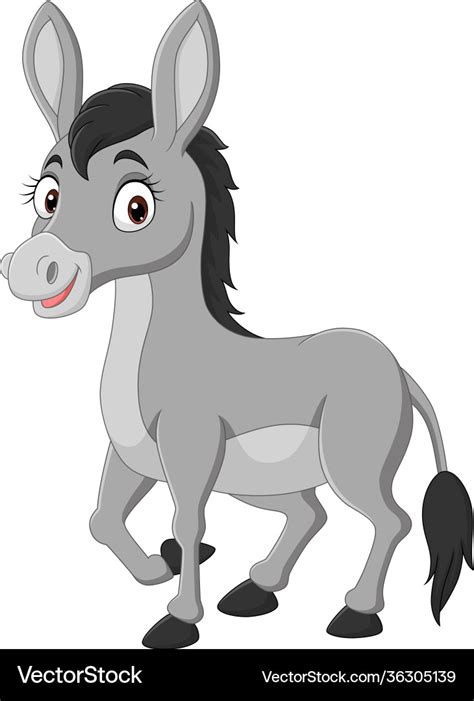 Cartoon Happy Donkey On White Background Vector Image