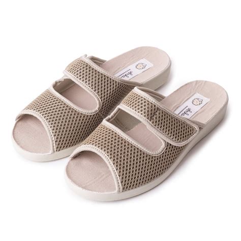 Women's orthopedic slippers Velcro - Beige - Woolville.com