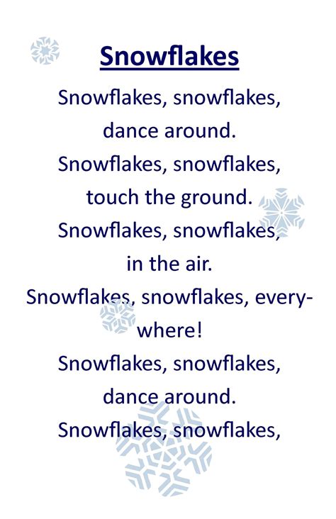 Itty Bitty Rhyme: Snowflakes Winter Songs For Preschool, Winter Songs ...