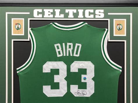 Larry Bird Signed Celtics 34 5 X 42 5 Custom Framed Jersey JSA COA