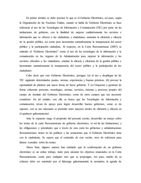 Ensayo Carta Iberoamericana Gobierno Electronico Pdf