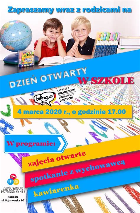 Dzień otwarty w ZSP nr 4 Zespół Szkolno Przedszkolny nr 4 Racibórz