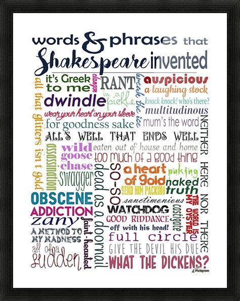 Shakespeare Words And Phrases Whimsically Read Canvas