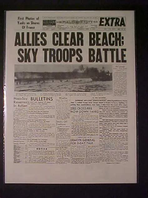 Vintage Newspaper Headline World War Hitler Nazi France D Day Invasion