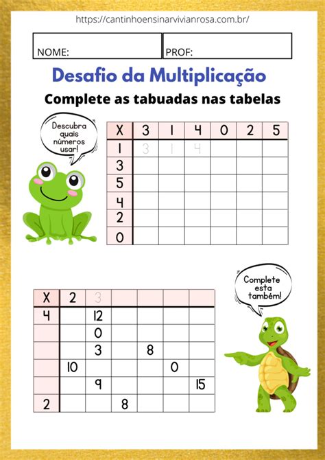 9 Atividades De Multiplicação Prontas Para Impressão Cantinho Ensinar