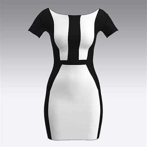 Hourglass Dress Black And White 3d Model Cgtrader