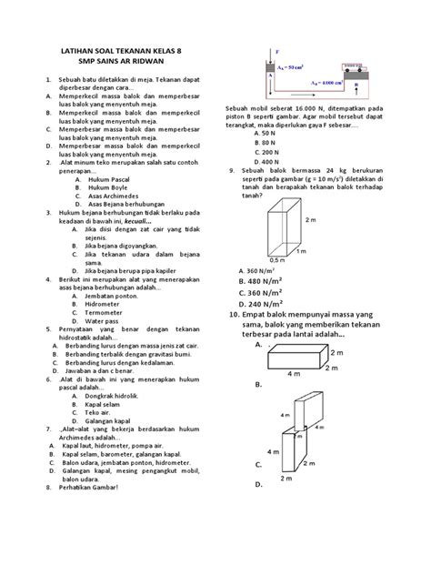 Latihan Soal Tekanan Kelas 8 Senin Pdf