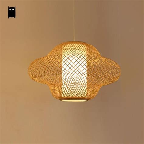 Soleilchat Bamboo Wicker Rattan Baby Shade Pendant Light Fixture