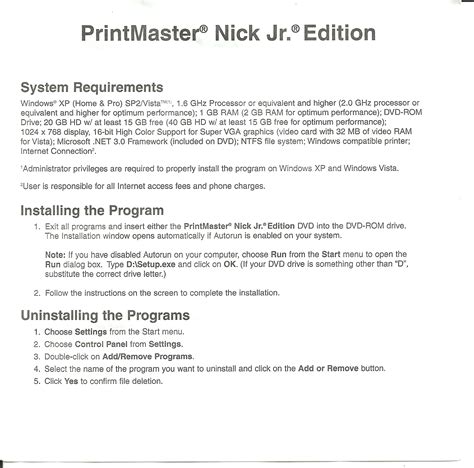 Printmaster Nick Jr Edition Encore Software Free Download Borrow